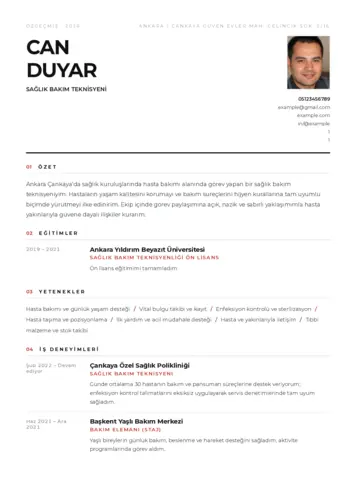 Hasta Bakıcı Cv Örnekleri cv indir